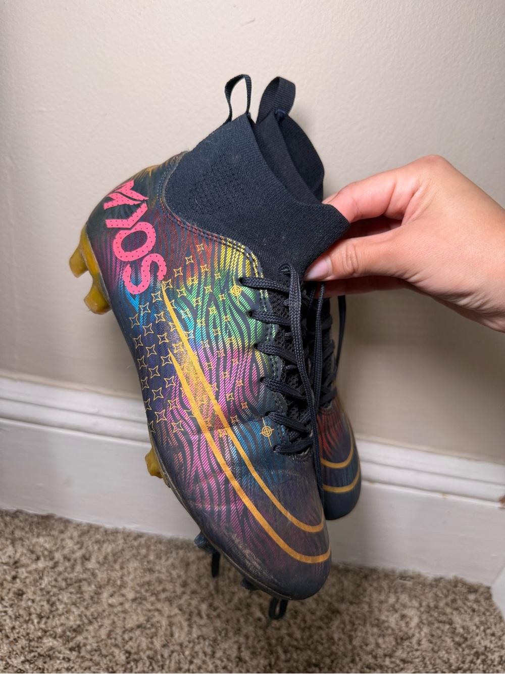 Black Gold Soccer Cleats Size 38